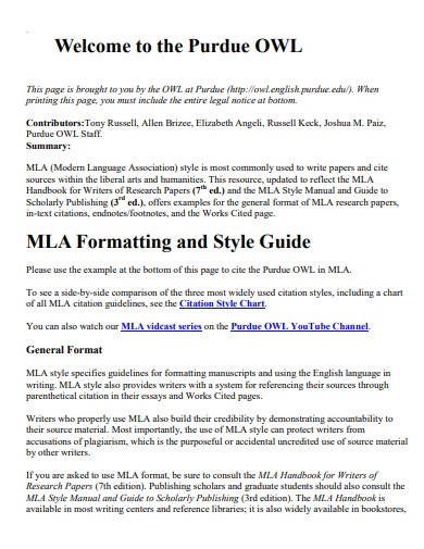 MLA Purdue Owl 23 Examples Format How To Write PDF