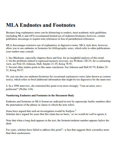 mla research paper endnotes