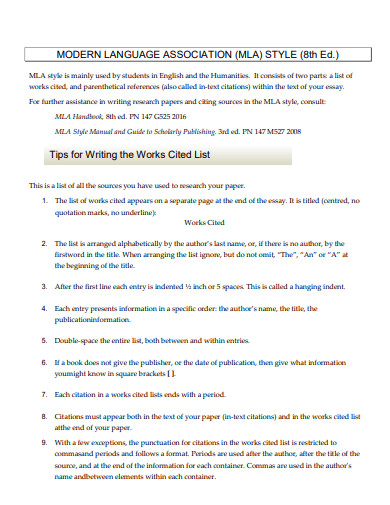 15+ MLA 8 Format Example in PDF | Examples