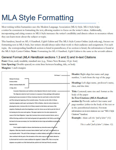 MLA Style Formatting