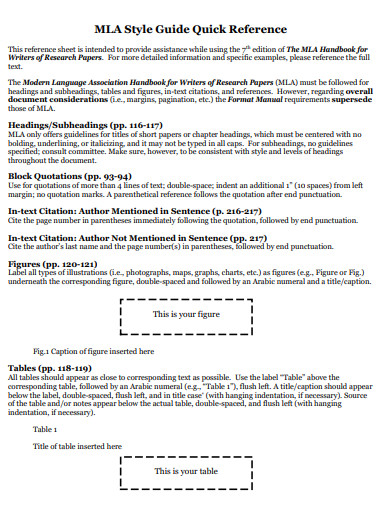 MLA Style Guide Quick Reference