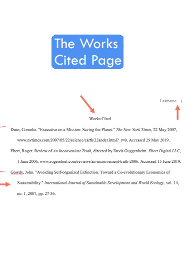 mla the works cited page