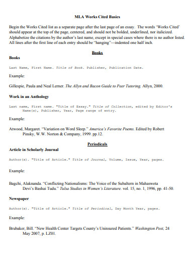 24+ MLA Works Cited Page Example in PDF | Examples