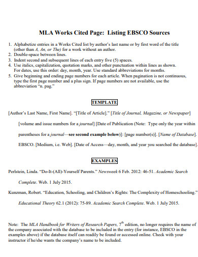 24+ MLA Works Cited Page Example in PDF | Examples