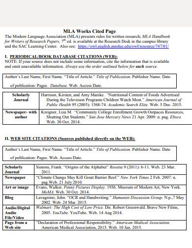 Mla Works Cited Page 24 Examples Format How To Write Pdf 