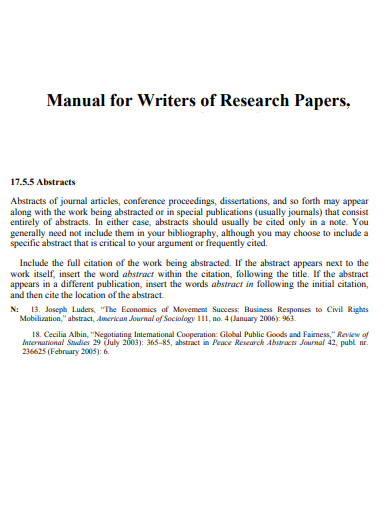 manual for research paper abstracts