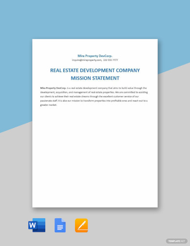mission statement for real estate development company templates
