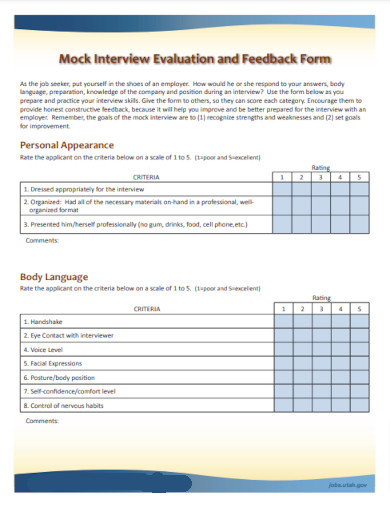 mock interview evaluation and feedback form