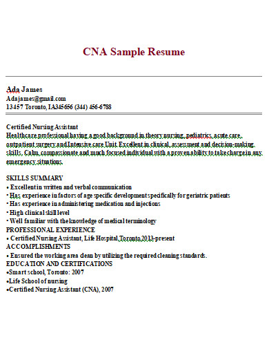 16 CNA Resume Examples To Download