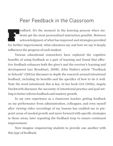 peer feedback in the classroom
