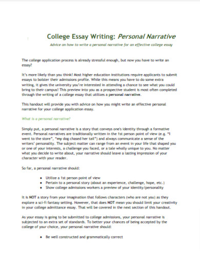 personal narrative college essay