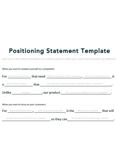 positioning statement template 