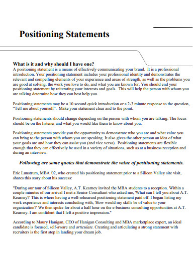 positioning statements
