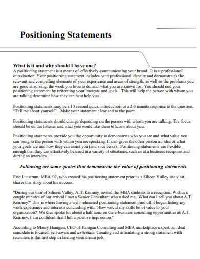 Positioning Statements