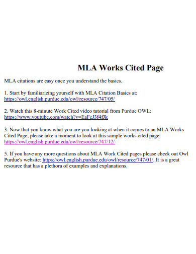 24+ MLA Works Cited Page Example in PDF | Examples