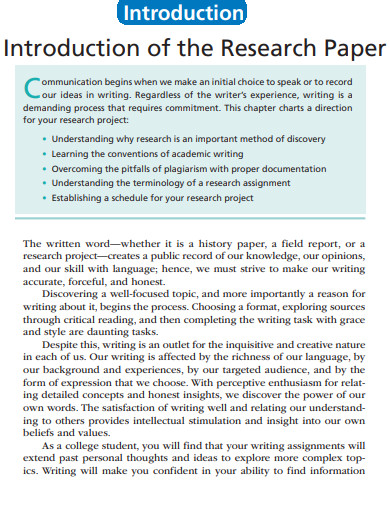 Printable Research Paper Introduction