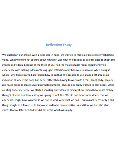 reflection essay example
