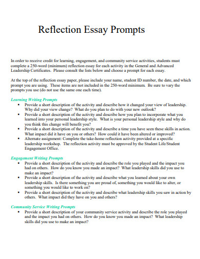 Reflection Essay Prompts