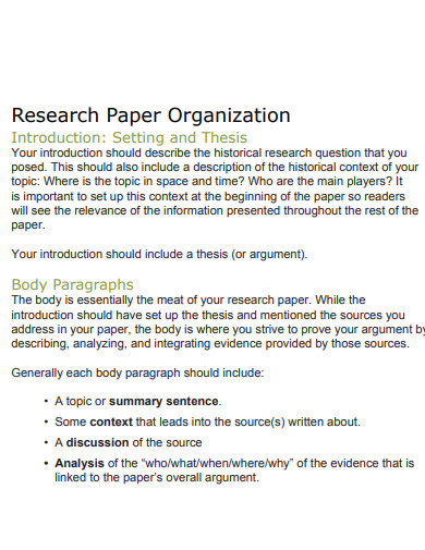research paper organization thesis