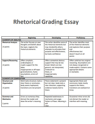 rhetorical essay rubric