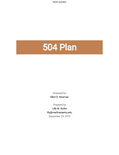 sample 504 plan template