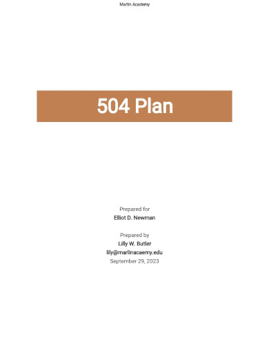 20+ 504 Plan Examples- PDF | Examples