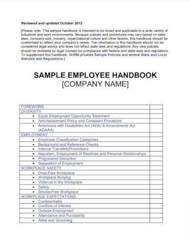 Employee Handbook - Examples | Examples