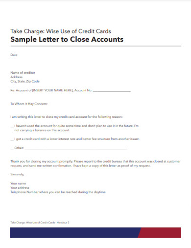 sample letter to close accounts