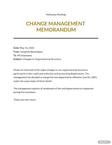 sample memo to employees about changes template