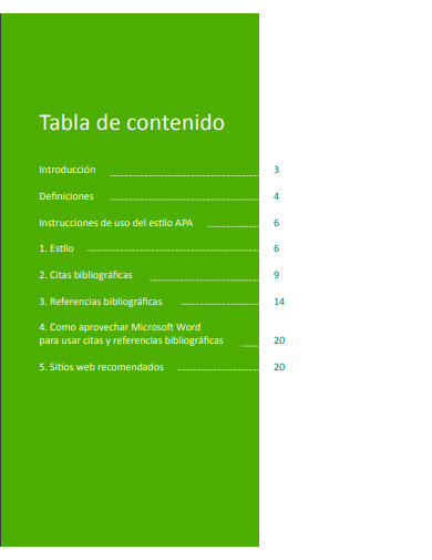 Sample Table of Contents APA