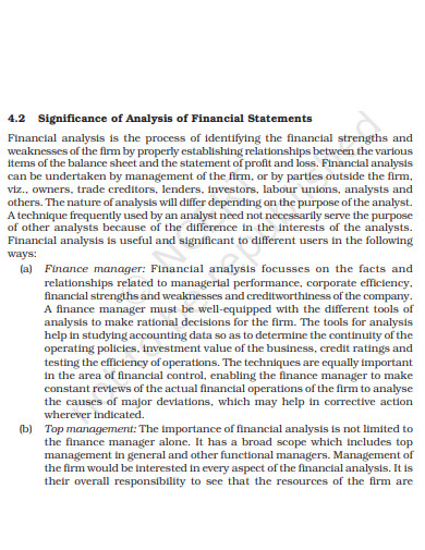 Significance of Financial Performance Analysis Report