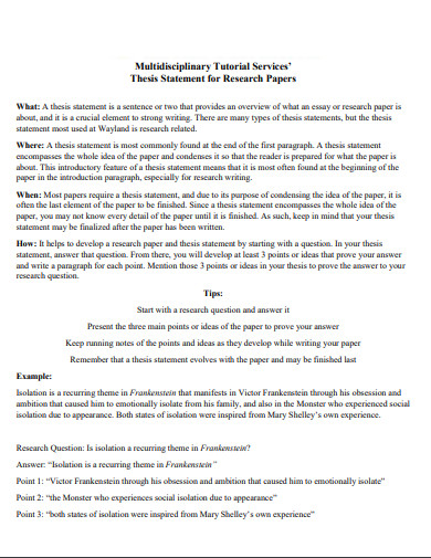 Simple Research Paper Thesis