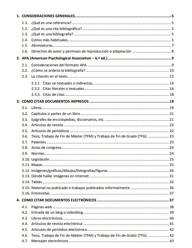 Simple Table of Contents APA