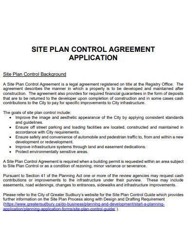 site plan control agreement