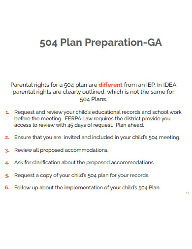 standard 504 plan