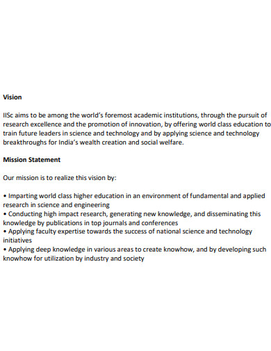 Statement Vision and Mission Statement
