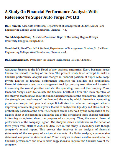 literature review of financial performance analysis