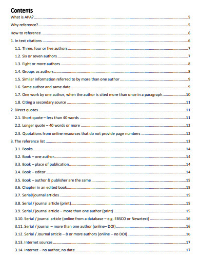 Table of Contents APA 6th Edition