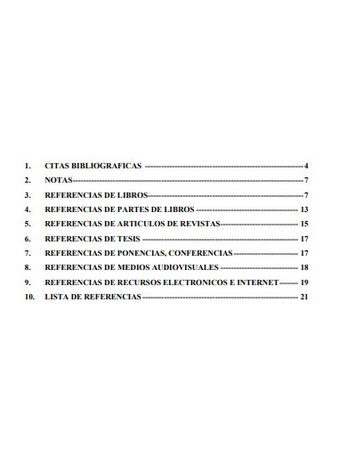 table of contents apa bibliography