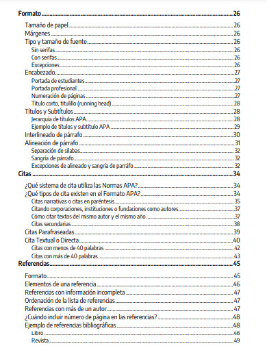 Table of Contents APA Edition