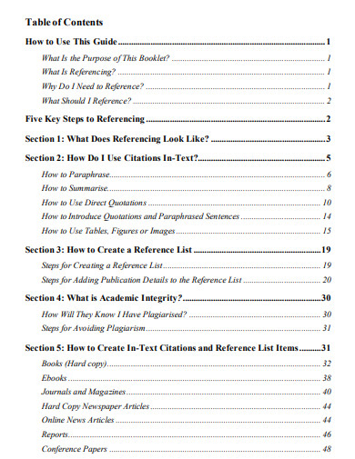 sample table of contents apa dissertation