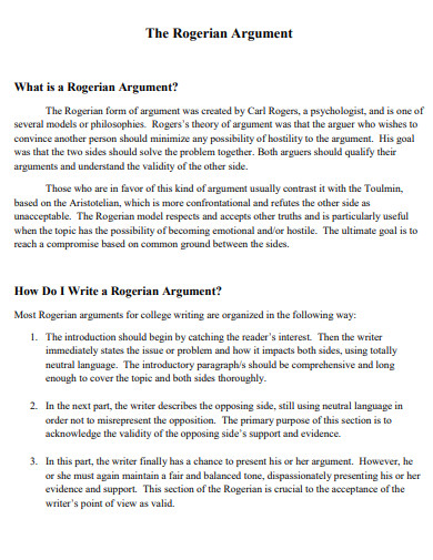 rogerian argument outline example