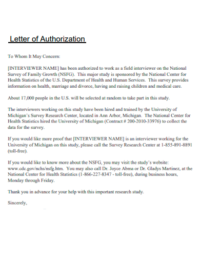 to whom it may concern letter of authorizations