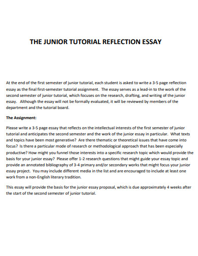 Tutorial for Reflection Essay