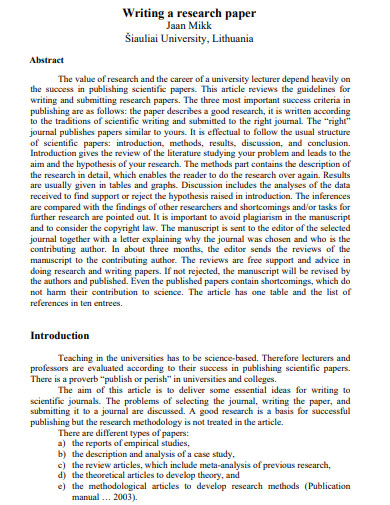 research paper abstract word count