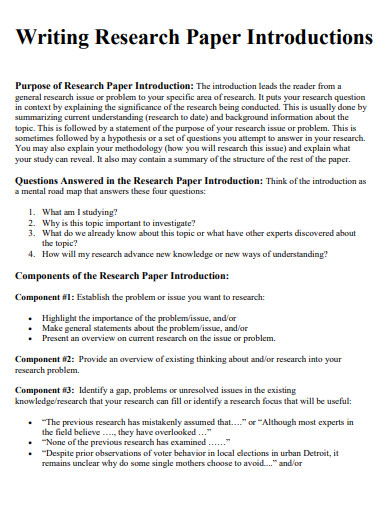 writing research paper introductions