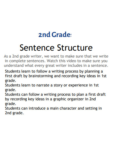 2nd grade sentence structure