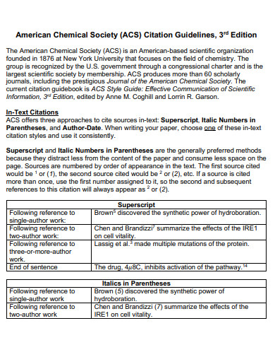 ACS Citation 29 Examples Format PDF