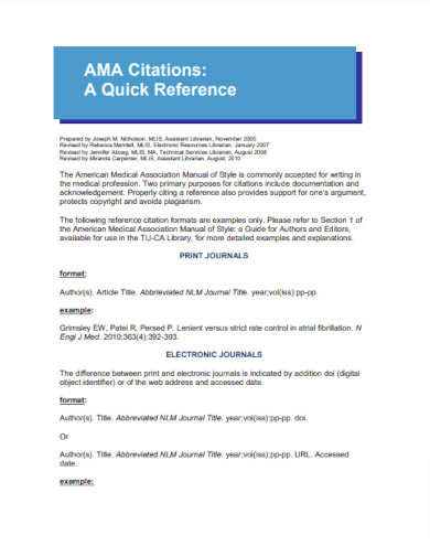34+ AMA Citation Format - Example, PDF | Examples