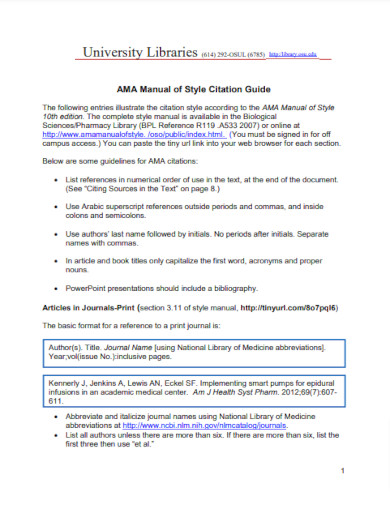 AMA Manual of Style Citation Guide